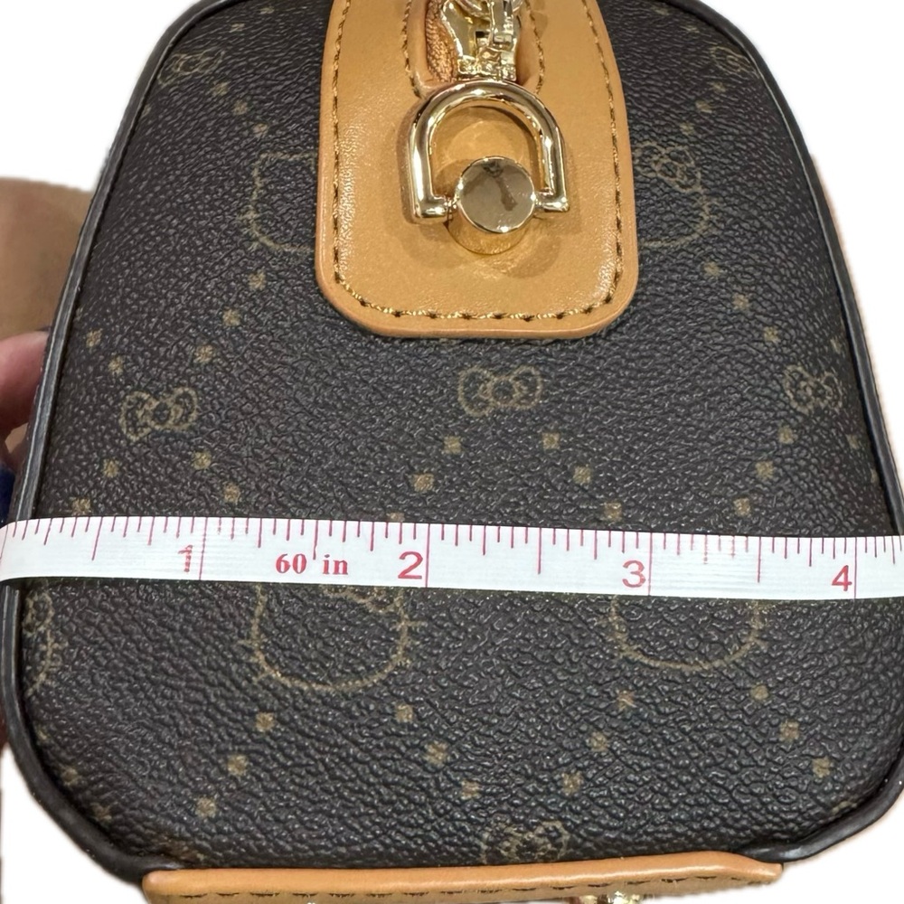 Hello Kitty Brown and Cream Designer Monogram Crossbody Handbag - Picture 12 of 13